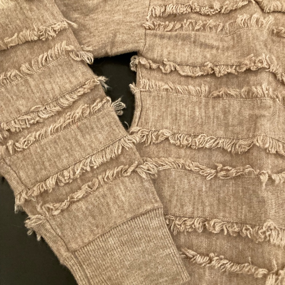 Anthropologie Beige Layered Fringe Sweater - Picture 5 of 6